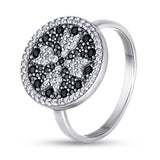 925 Sterling Silver Ring - Slim Design with Black and White Cubic Zirconia - Olivia Star Jewelry 2221R