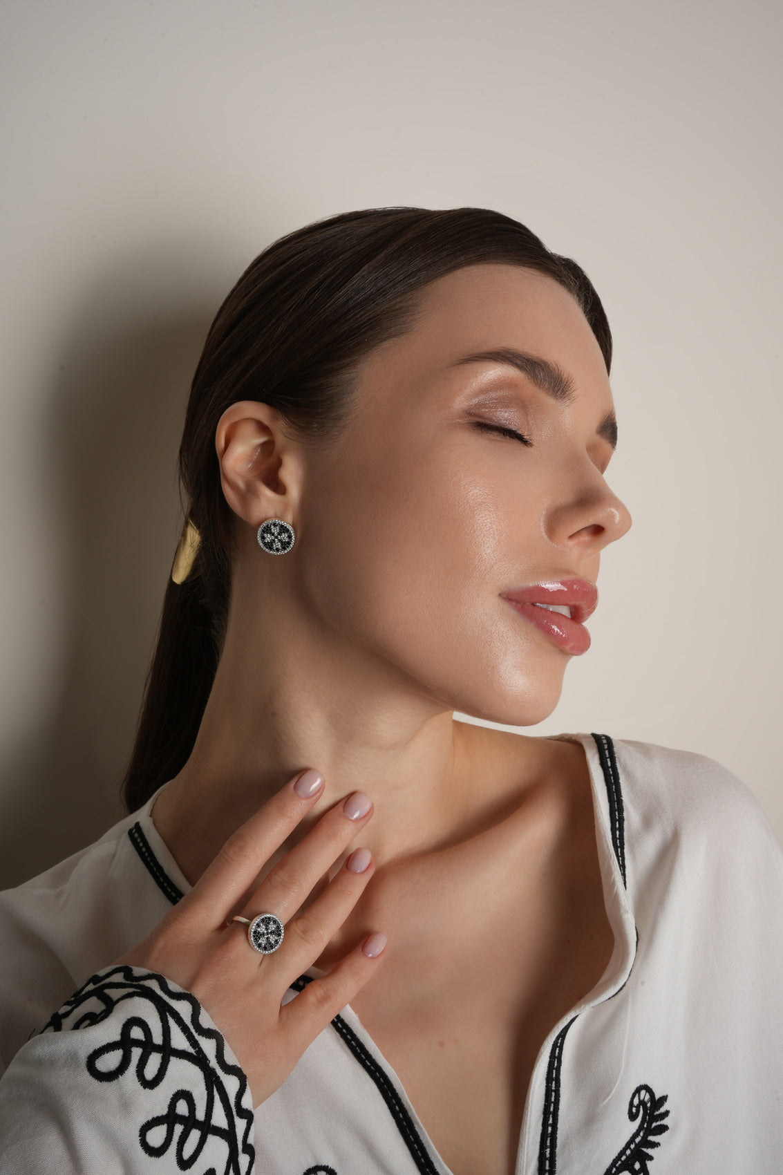 Two-Tone Earrings | White CZ Two Tone | Sterling Silver