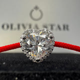 Stylish Moissanite Bracelet - Heart Pendant on a Cord for Casual Elegance