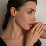 Pendientes de moissanita para mujer | Plata de ley 925 con baño de oro de 18 quilates | Diseño conmovedor