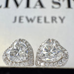 Romantic Moissanite Earrings - Heart-Shaped Studs with Brilliant Sparkle
