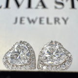 Romantic Moissanite Earrings - Heart-Shaped Studs with Brilliant Sparkle