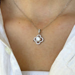 Clover Bloom Moissanite Pendant - Sparkling Four-Leaf Design in Polished Metal