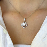 Clover Bloom Moissanite Pendant - Sparkling Four-Leaf Design in Polished Metal