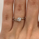 Moissanite Lab-Grown Diamond Engagement Ring - 18K White Gold Plated Silver
