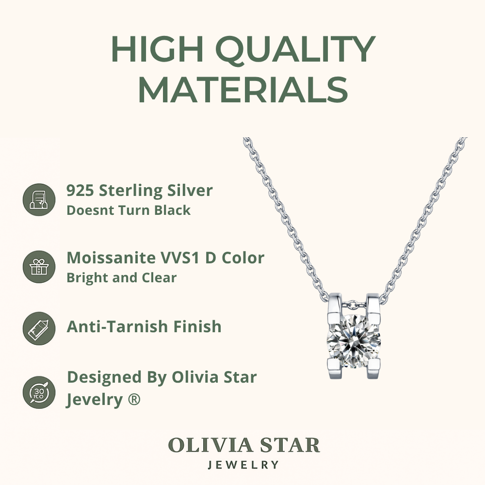 Moissanite Pendant Necklace | Crystal Symphony | Sterling Silver
