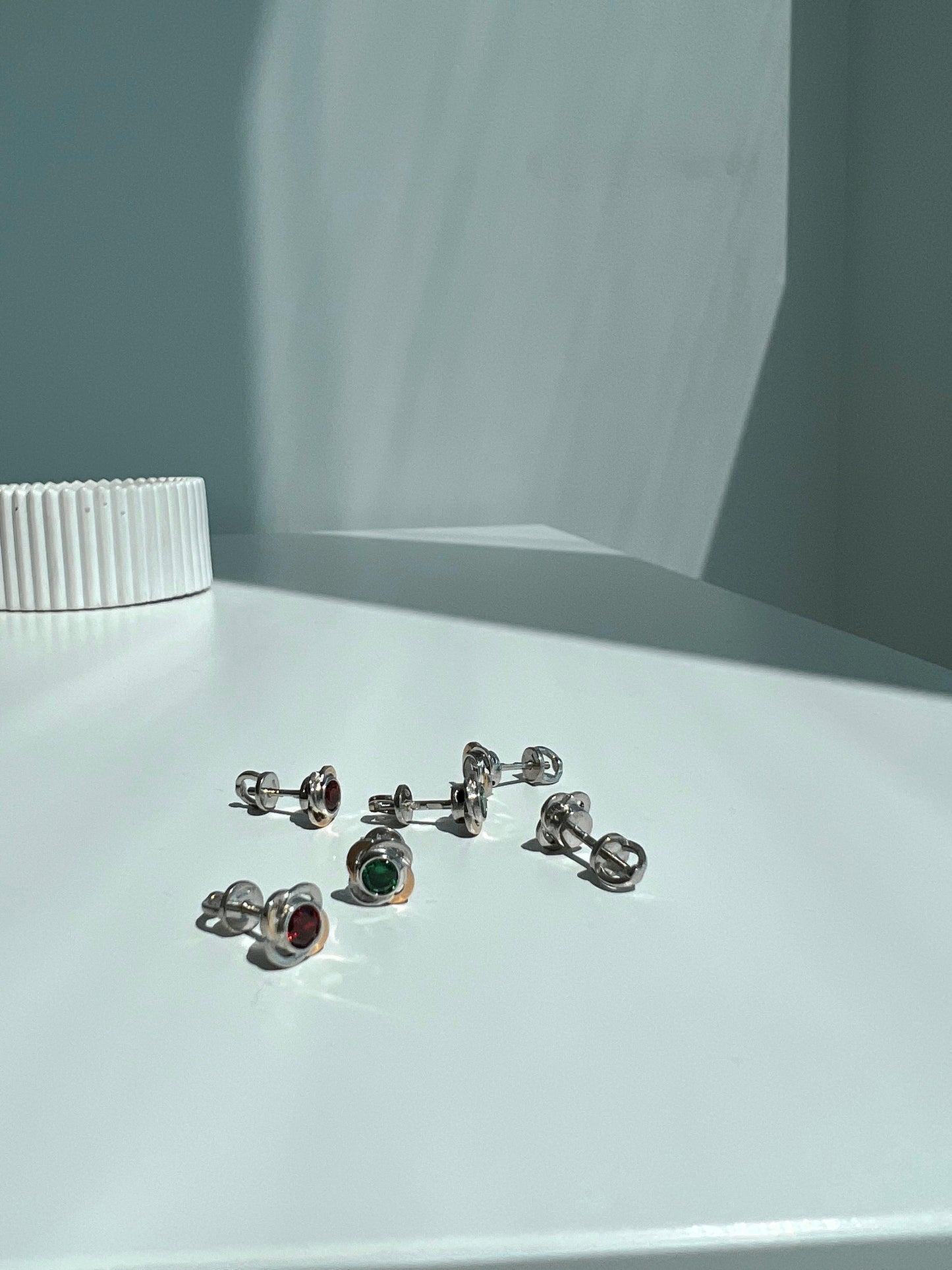 Garnet Stud Earrings | Sterling Silver