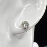 Crystal Symphony Moissanite Stud Earrings - Radiant Stones in a Sleek Metal Frame