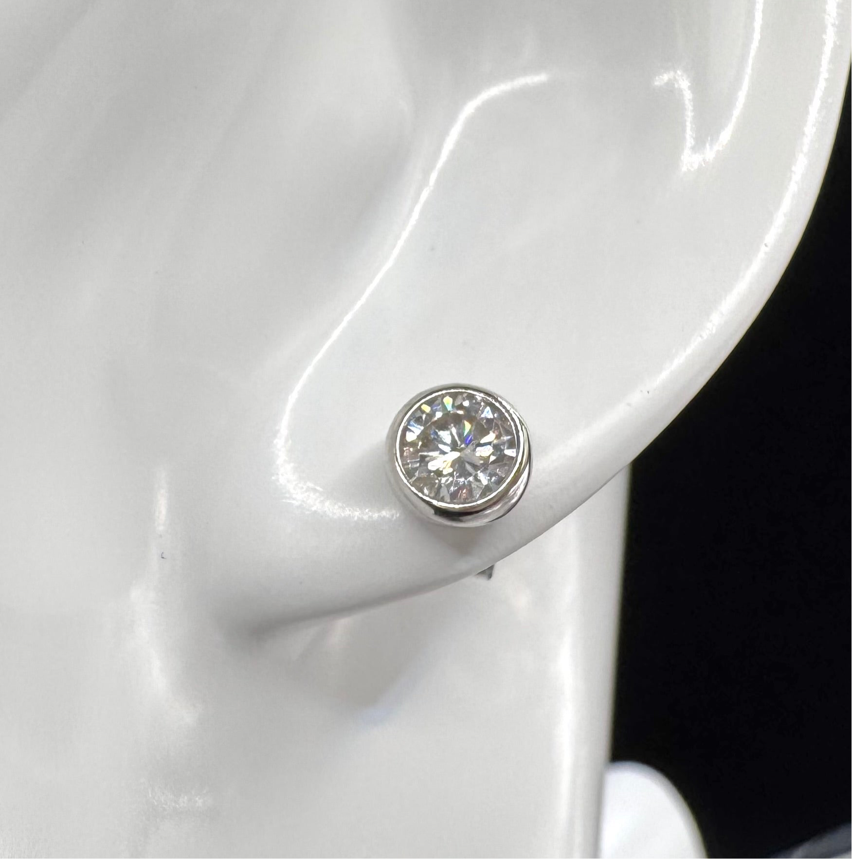 Crystal Symphony Moissanite Stud Earrings - Radiant Stones in a Sleek Metal Frame