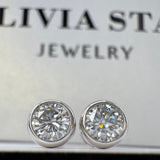 Refined Moissanite Stud Earrings - Precisely Cut Stones in a Modern Setting