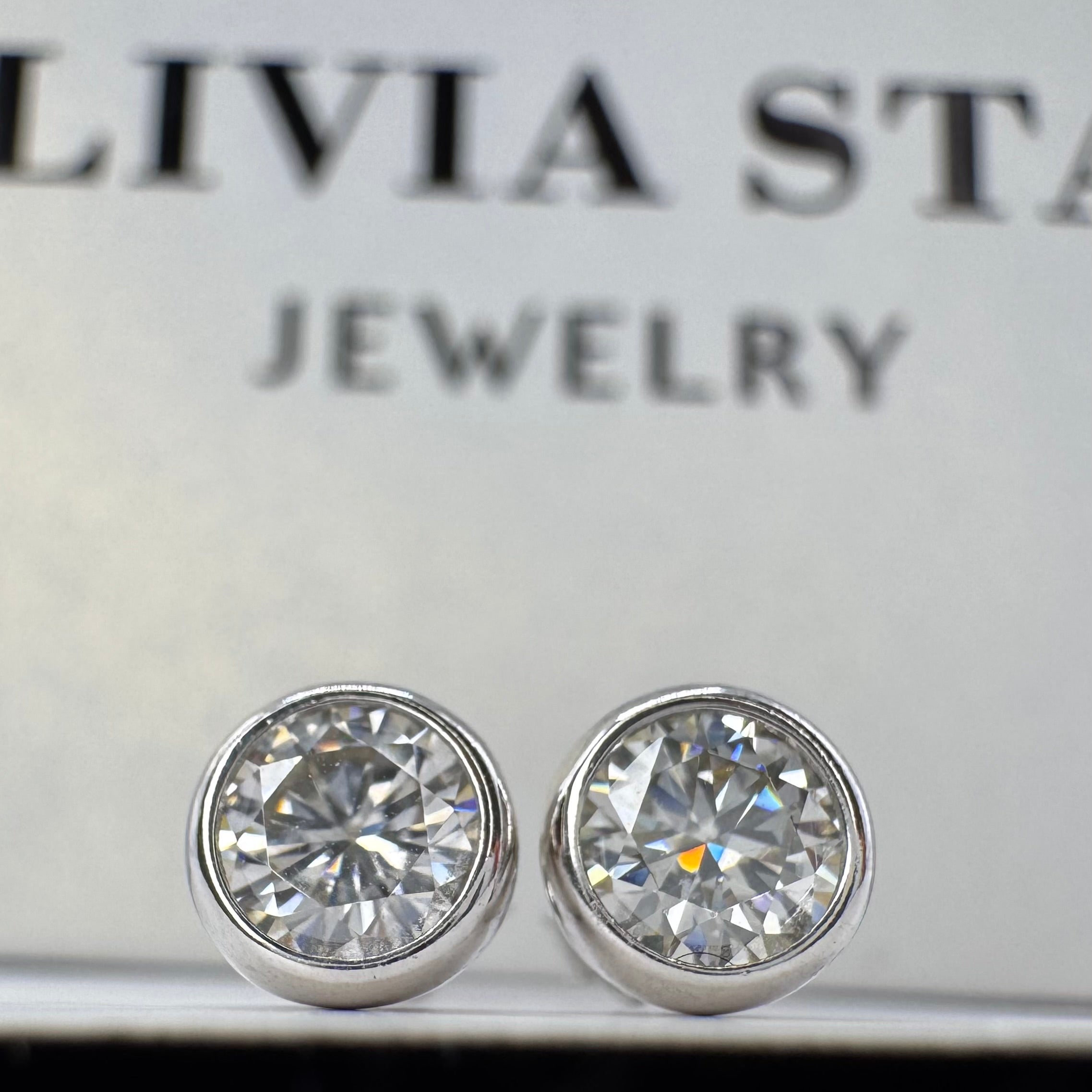 Refined Moissanite Stud Earrings - Precisely Cut Stones in a Modern Setting