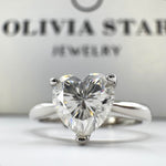 Romantic Moissanite Ring - Heart Design with a Sparkling Center Stone
