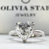 Romantic Moissanite Ring - Heart Design with a Sparkling Center Stone
