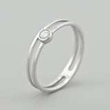 925 Sterling Silver Ring - Silver with White Cubic Zirconia - Olivia Star Jewelry 1280R