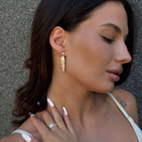 Pendientes de moissanita para mujer | Plata de ley 925 con baño de oro de 18 quilates | Diseño conmovedor