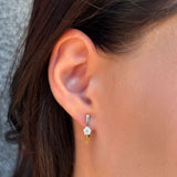 Pendientes de moissanita para mujer | Plata de ley 925 con baño de oro de 18 quilates | Diseño conmovedor