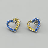 925 Sterling Silver Stud Earrings - Yellow and Sky Blue Cubic Zirconia Elegant Design - Olivia Star Jewelry 2071/1E