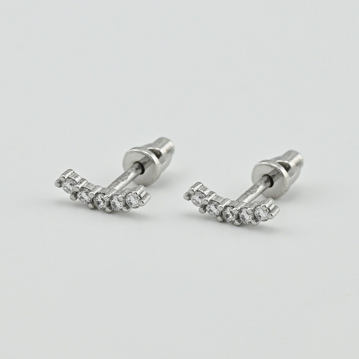 Cubic Zirconia Stud Earrings | Minimalist | Sterling Silver
