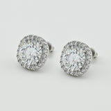 925 Sterling Silver Stud Earrings - White CZ Modern Design - Olivia Star Jewelry 2169/1E