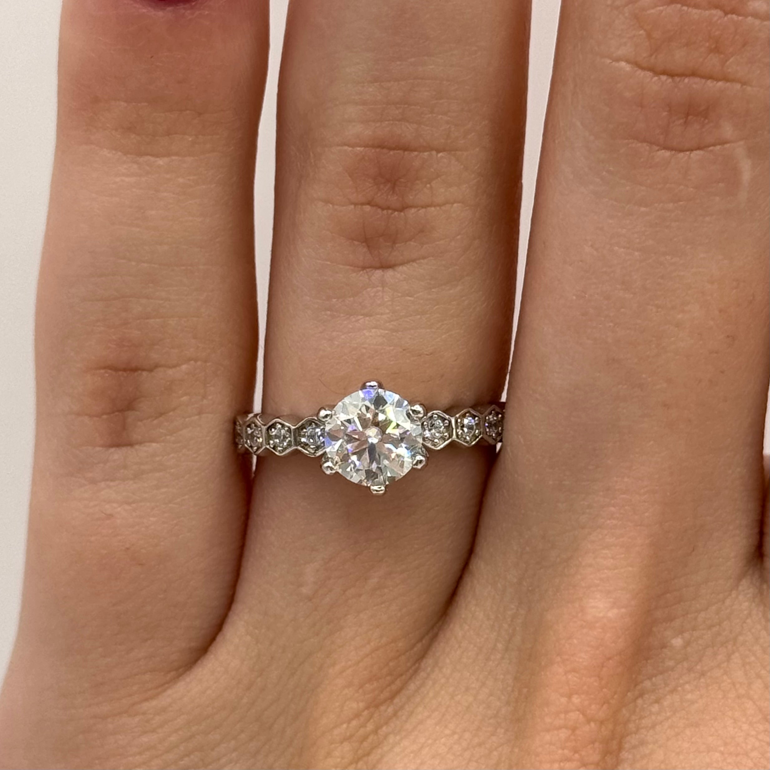 Luxury Moissanite Ring - 18K White Gold Plated with a Radiant Center Stone