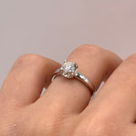Starlit Moissanite Engagement Ring - Sleek Metal Band with a Radiant Stone
