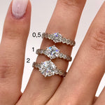 Moissanite Lab-Grown Diamond Engagement Ring - 18K White Gold Plated Silver