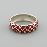925 Sterling Silver Ring - Sleek Design with Red Enamel - Olivia Star Jewelry 1636R