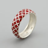 925 Sterling Silver Ring - Sleek Design with Red Enamel - Olivia Star Jewelry 1636R