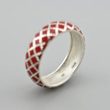 925 Sterling Silver Ring - Sleek Design with Red Enamel - Olivia Star Jewelry 1636R