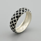 925 Sterling Silver Ring - Sleek Design with Black Enamel - Olivia Star Jewelry 1636R