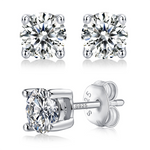 Moissanite earrings with a pure love design, featuring sparkling stones set in an elegant metal frame, symbolizing timeless beauty and affection.