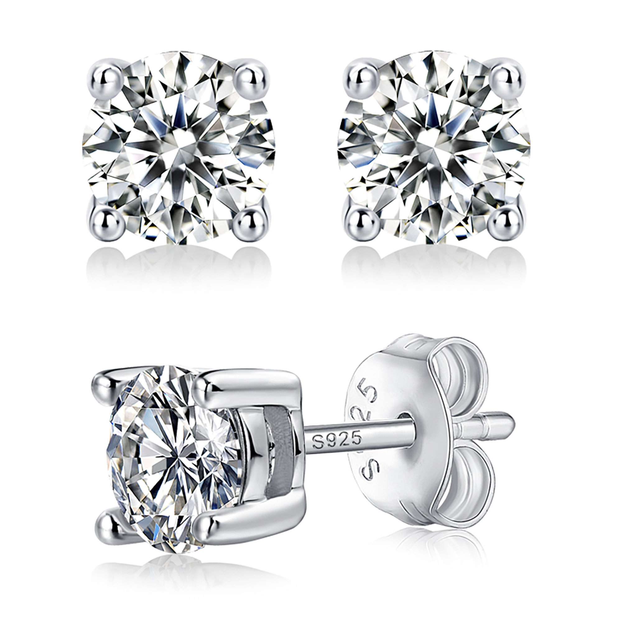 Moissanite earrings with a pure love design, featuring sparkling stones set in an elegant metal frame, symbolizing timeless beauty and affection.