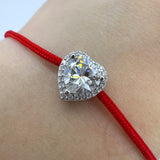 Adjustable Moissanite Bracelet - Modern Heart Charm with a Delicate Touch