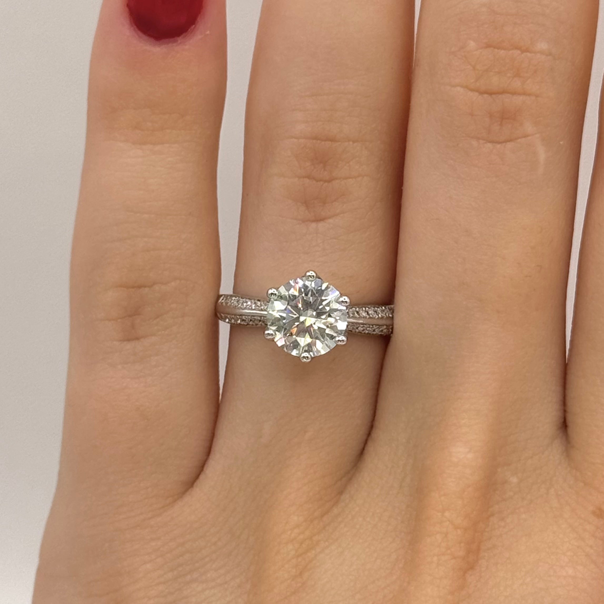 Women’s Moissanite Diamond Engagement Ring – Sterling Silver, White Gold Plated, Kingdom Design