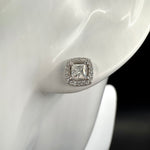Elegant Moissanite Stud Earrings - Sleek Metal Frame with Brilliant Stones