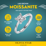 Anillo de compromiso de moissanita para mujer | Plata de ley 925 con baño de oro de 18 quilates | Diseño de seis garras