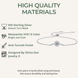 Pulsera de moissanita para mujer | Plata de ley 925 con baño de oro de 18 quilates | Diseño cuadrado luminoso