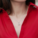 Collar con colgante de moissanita para mujer | Plata de ley 925 con baño de oro de 18 quilates | Diseño de trébol del amor