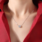 Collar con colgante de moissanita para mujer | Plata de ley 925 con baño de oro de 18 quilates | Diseño romántico de copo de nieve