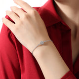 Pulsera de moissanita para mujer | Plata de ley 925 con baño de oro de 18 quilates | Diseño romántico de copo de nieve