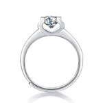 Elegant Moissanite Engagement Ring - Polished Metal Band with Radiant Sparkle