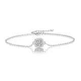 Elegant moissanite bracelet featuring luminous square-cut stones set in a sleek silver-toned metal, designed for a refined and timeless look.