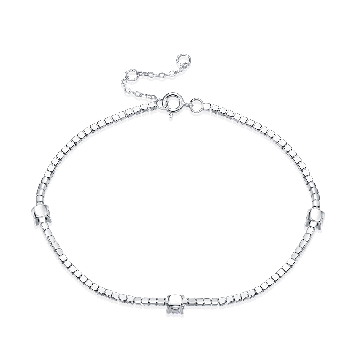 Minimalist Moissanite Bracelet - Sleek Sci-Fi Design with a Brilliant Shine