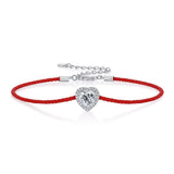 Moissanite bracelet with a heart-shaped charm on an adjustable cord, combining sparkle with a minimalist and modern design for everyday elegance.