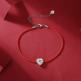 Modern Heart Moissanite Bracelet - Elegant Charm on a Comfortable Cord