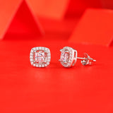 Luminous Square Moissanite Stud Earrings - Precisely Cut Stones in a Sleek Frame