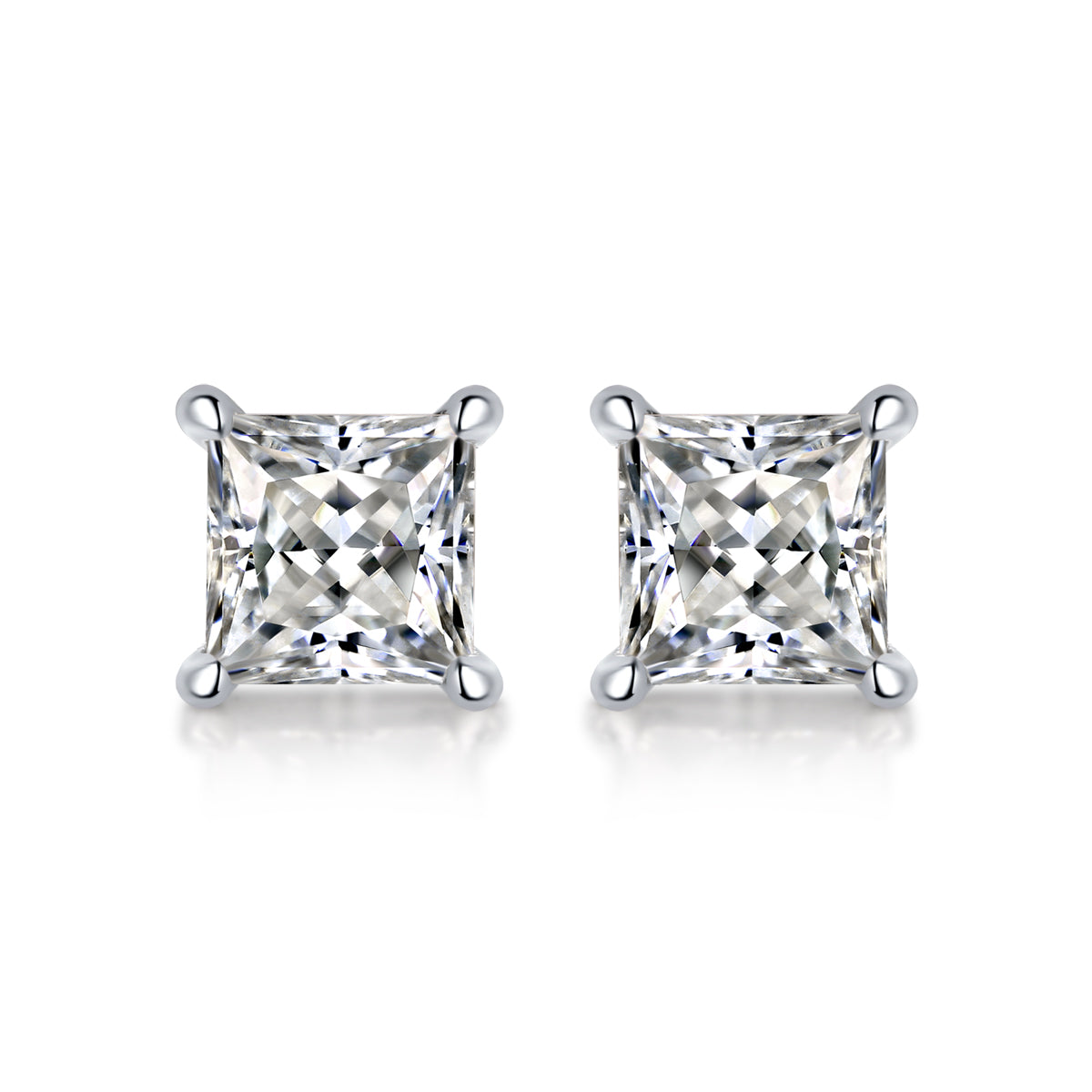 Moissanite earrings with a stellar spark design, featuring dazzling stones set in a sleek metal frame for a brilliant and sophisticated look.
