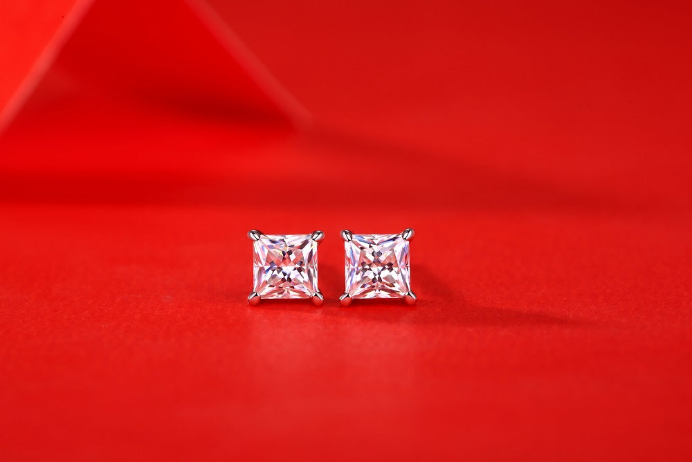 Refined Moissanite Earrings - Elegant Stellar Spark with a Polished Finish