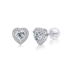 Polished Moissanite Heart Studs - Elegant Jewelry for Everyday Wear