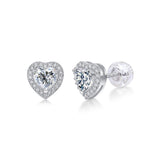 Polished Moissanite Heart Studs - Elegant Jewelry for Everyday Wear